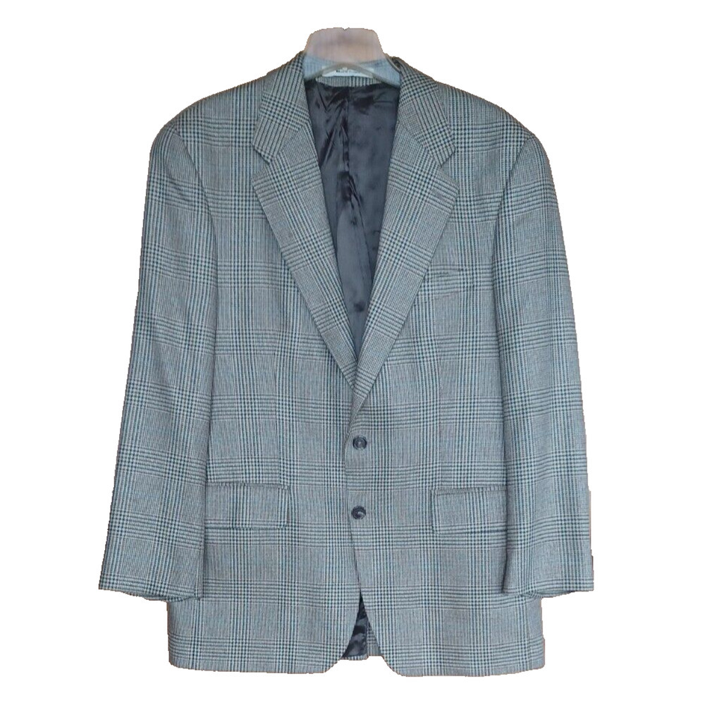 LORD & TAYLOR/ CHAPS Mens Wool/Silk Blend Blazer Size 40 Regular/ Glen Plaid Tan
